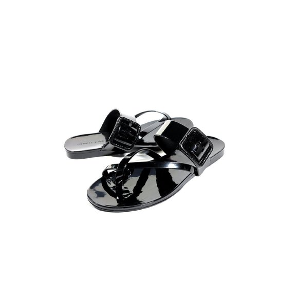 Veronica Beard Sandals Black Slide Jelly Salva Flats Womens Size 7 - Picture 1 of 9